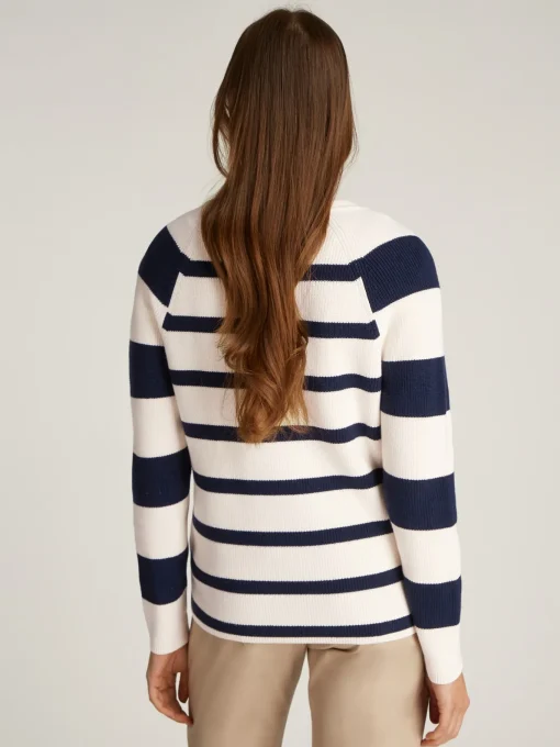 Damen Tommy Hilfiger Pullover mit V-Ausschnitt und Perlfangmuster