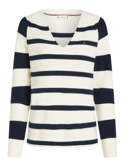 Damen Tommy Hilfiger Pullover mit V-Ausschnitt und Perlfangmuster