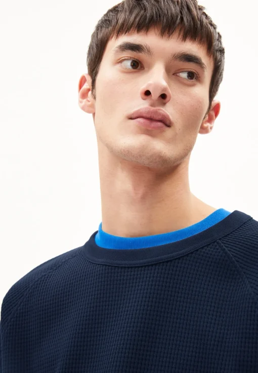 Herren armedangels Pullover Relaxed Fit aus Bio-Baumwolle JOSUAA WAFFLE