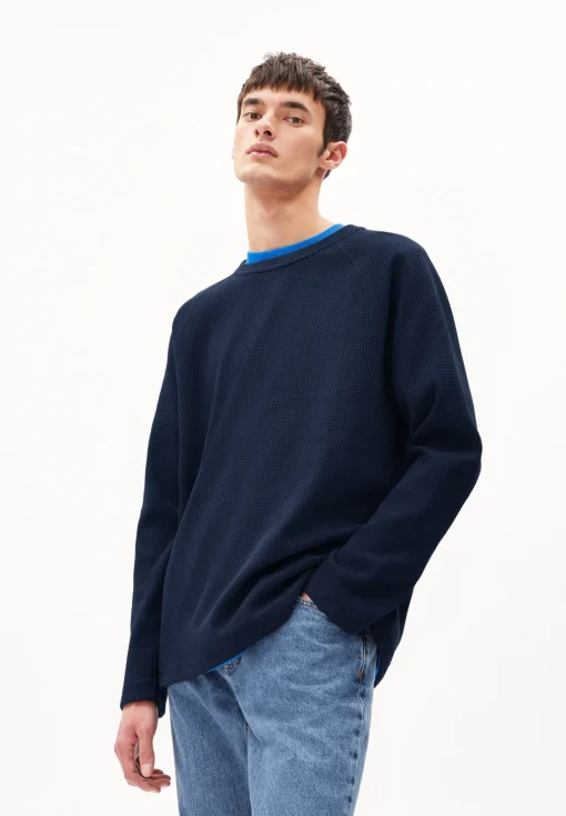 Herren armedangels Pullover Relaxed Fit aus Bio-Baumwolle JOSUAA WAFFLE