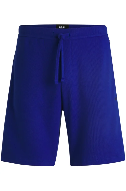 Herren Boss Pyjama-Shorts mit Waffelstruktur und Logo-Stickerei