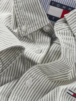 Herren Tommy Jeans Regular Fit gestreiftes Popeline-Hemd