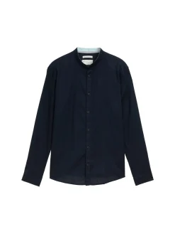 Herren Tom Tailor Regular Fit Hemd mit Leinenanteil