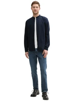 Herren Tom Tailor Regular Fit Hemd mit Leinenanteil