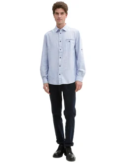 Herren Tom Tailor Regular Fit Hemd mit Turn-up-Funktion