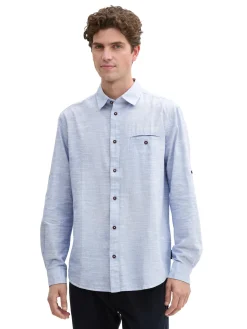 Herren Tom Tailor Regular Fit Hemd mit Turn-up-Funktion