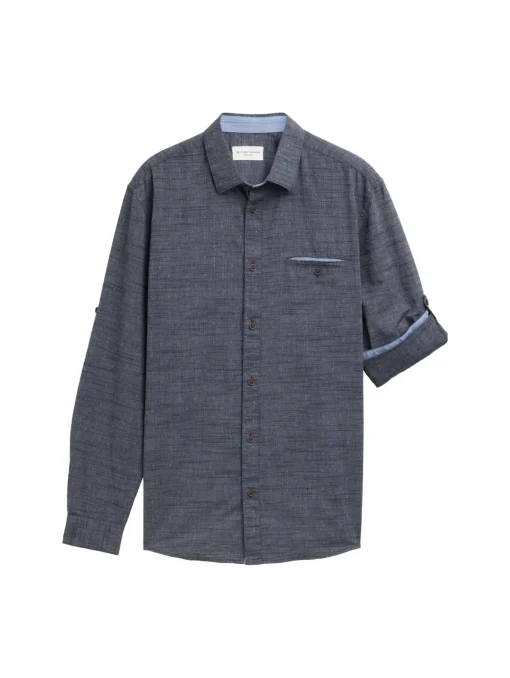 Herren Tom Tailor Regular Fit Hemd mit Turn-up-Funktion