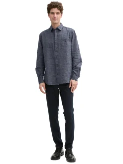 Herren Tom Tailor Regular Fit Hemd mit Turn-up-Funktion