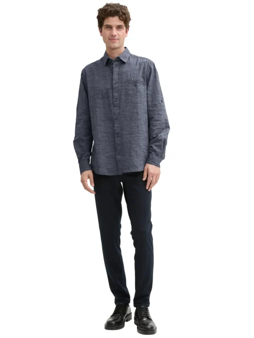 Herren Tom Tailor Regular Fit Hemd mit Turn-up-Funktion
