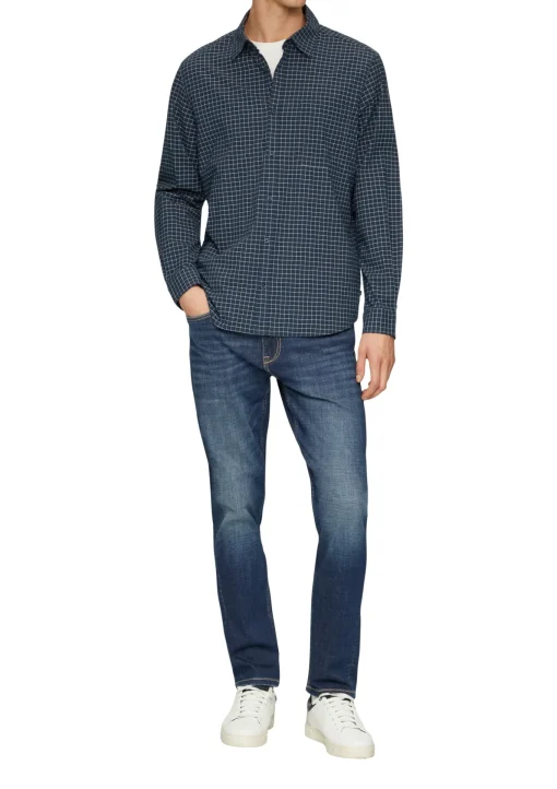 Herren s.Oliver Regular Fit: Kariertes Hemd aus Baumwollstretch mit Brusttasche