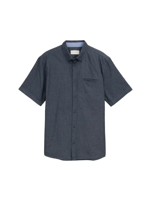 Herren Tom Tailor Regular Fit Kurzarmhemd aus Baumwolle
