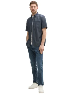 Herren Tom Tailor Regular Fit Kurzarmhemd aus Baumwolle