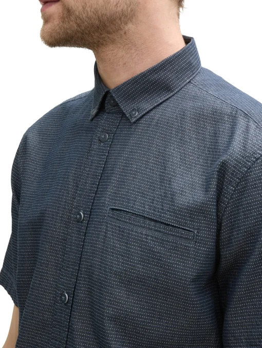 Herren Tom Tailor Regular Fit Kurzarmhemd aus Baumwolle