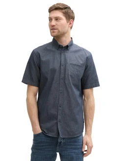 Herren Tom Tailor Regular Fit Kurzarmhemd aus Baumwolle