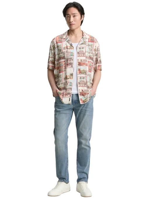 Herren Tom Tailor Regular Fit Kurzarmhemd im Hawaii-Look