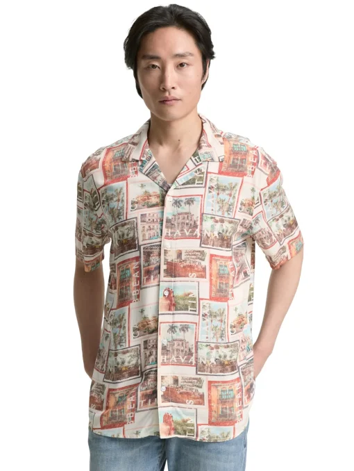 Herren Tom Tailor Regular Fit Kurzarmhemd im Hawaii-Look