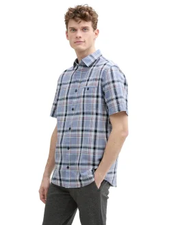Herren Tom Tailor Regular Fit Kurzarmhemd mit Karomuster
