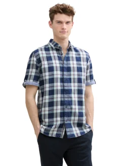Herren Tom Tailor Regular Fit Kurzarmhemd mit Karomuster