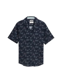 Herren Tom Tailor Regular Fit Kurzarmhemd mit Leinenanteil