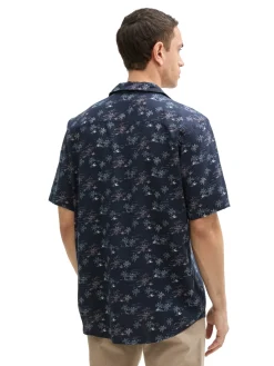 Herren Tom Tailor Regular Fit Kurzarmhemd mit Leinenanteil
