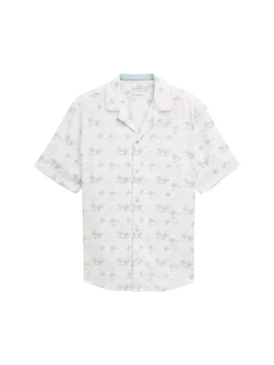 Herren Tom Tailor Regular Fit Kurzarmhemd mit Leinenanteil