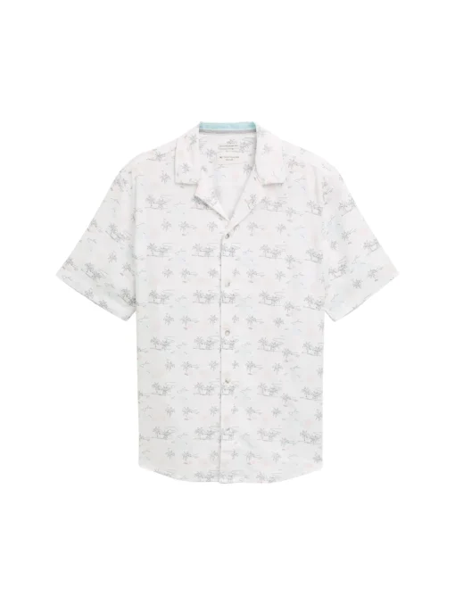 Herren Tom Tailor Regular Fit Kurzarmhemd mit Leinenanteil
