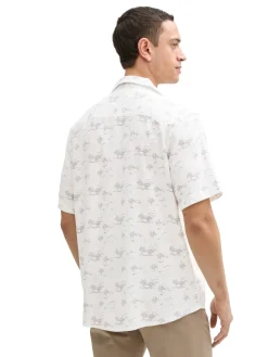 Herren Tom Tailor Regular Fit Kurzarmhemd mit Leinenanteil