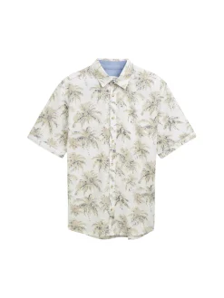 Herren Tom Tailor Regular Fit Kurzarmhemd mit Palmen-Print