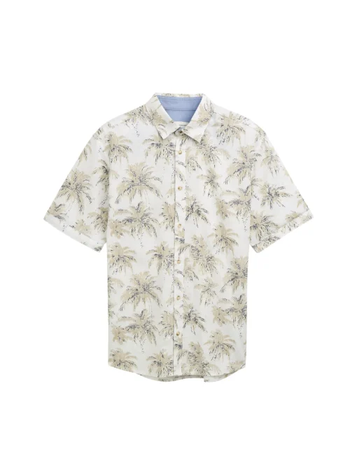 Herren Tom Tailor Regular Fit Kurzarmhemd mit Palmen-Print