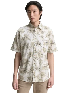Herren Tom Tailor Regular Fit Kurzarmhemd mit Palmen-Print