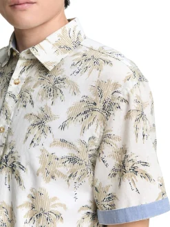Herren Tom Tailor Regular Fit Kurzarmhemd mit Palmen-Print