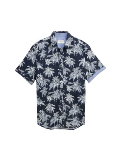 Herren Tom Tailor Regular Fit Kurzarmhemd mit Palmen-Print