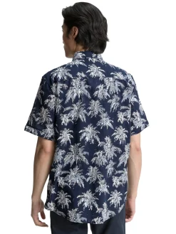Herren Tom Tailor Regular Fit Kurzarmhemd mit Palmen-Print