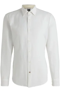 Herren Boss Regular-Fit Hemd aus Chambray aus Leinen-Mix mit Baumwolle