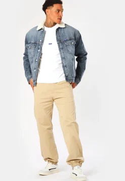 Herren Hugo Blue Regular-Fit Jeansjacke mit Innenfutter aus Kunstfell