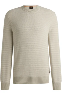 Herren Boss Orange Regular-Fit Pullover aus zweifarbigem Baumwoll-Mix