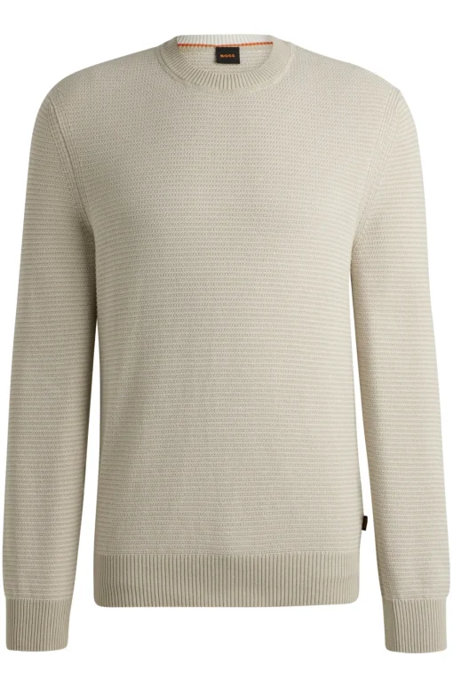 Herren Boss Orange Regular-Fit Pullover aus zweifarbigem Baumwoll-Mix