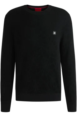 Herren Hugo Red Regular-Fit Pullover mit Spinnennetz-Struktur
