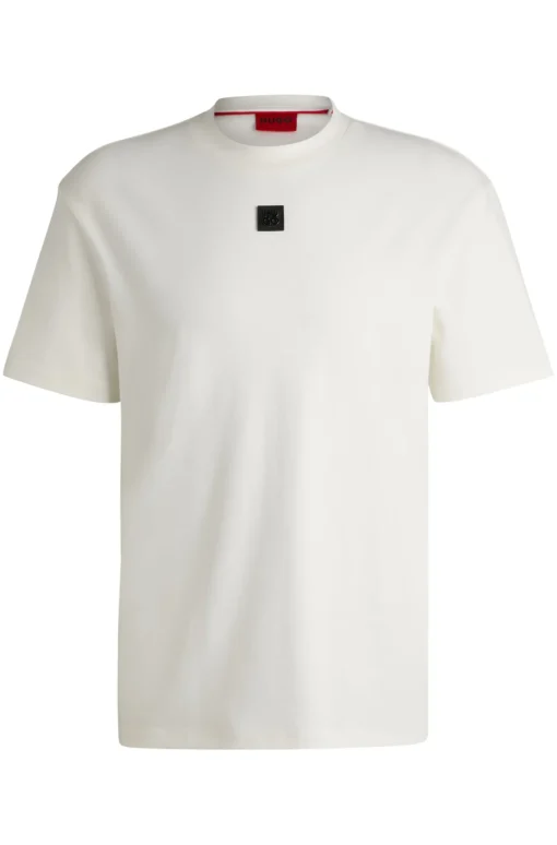 Herren Hugo Red Regular-Fit T-Shirt aus Interlock-Baumwolle mit Stack-Logo