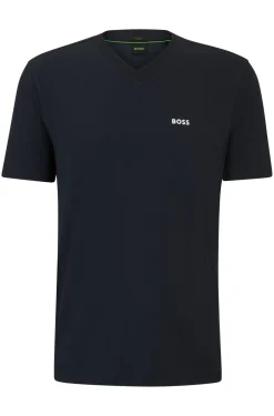 Herren Boss Green Regular-Fit T-Shirt aus Stretch-Baumwolle mit Kontrast-Logo
