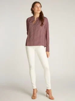 Damen Tommy Hilfiger Relaxed Fit Bluse mit gerafftem V-Ausschnitt