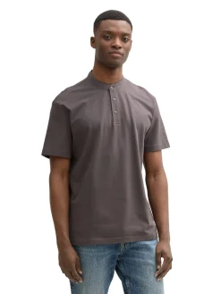 Herren Tom Tailor Denim Relaxed Fit Poloshirt mit Stehkragen