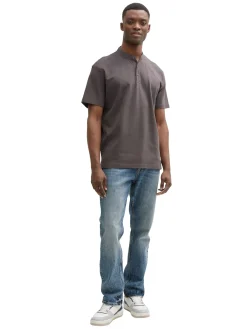 Herren Tom Tailor Denim Relaxed Fit Poloshirt mit Stehkragen