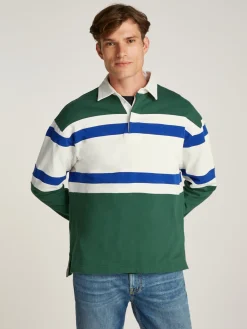 Herren Tommy Hilfiger Relaxed Fit Rugby-Shirt im Color Block-Design