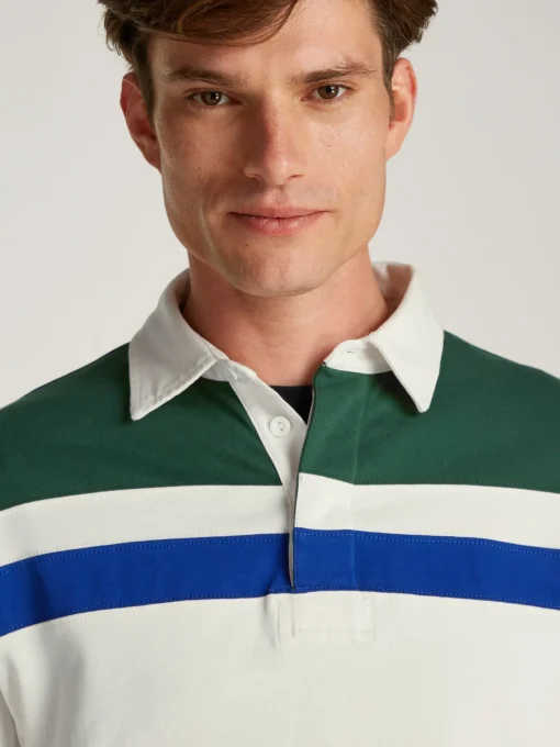Herren Tommy Hilfiger Relaxed Fit Rugby-Shirt im Color Block-Design