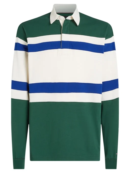 Herren Tommy Hilfiger Relaxed Fit Rugby-Shirt im Color Block-Design