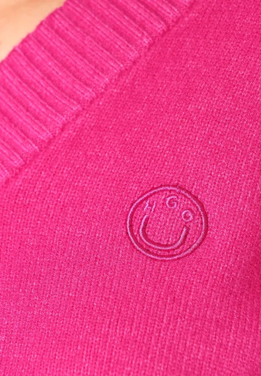Damen Hugo Blue Relaxed-Fit Cropped-Pullover mit Smiley-Logo