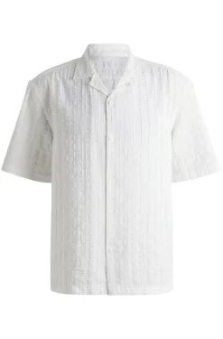 Herren Boss Relaxed-Fit Hemd mit Lochstickerei