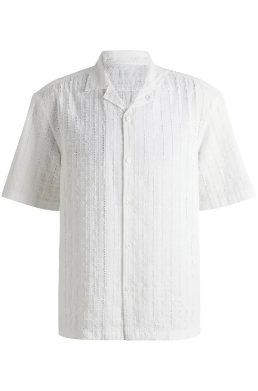 Herren Boss Relaxed-Fit Hemd mit Lochstickerei