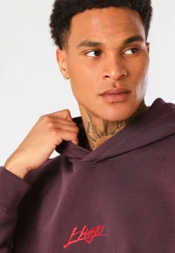 Herren Hugo Red Relaxed-Fit Hoodie aus Baumwoll-Terry mit Logo-Prints